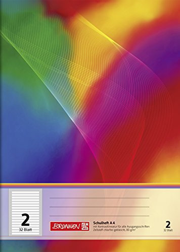 BRUNNEN Schulheft | A4, Lineatur 2, 32 Blatt, mehrfarbig