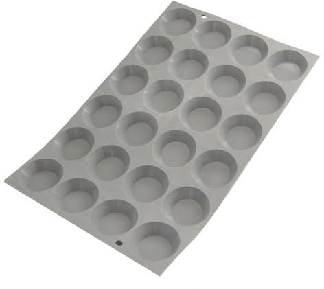 De Buyer - Plaque de 24 mini Tartelettes ELASTOMOULE en mousse de silicone - 30 x 20 cm, diamètre 4,5 cm -, Gris