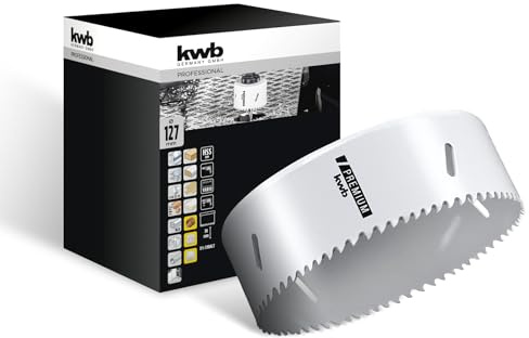 kwb HSS Bi-Metall-Lochsäge Ø 127 mm, 8% kobaltlegiert mit progressiver Vario-Zahnung und hoher Präzision für den vielseitigen Einsatz