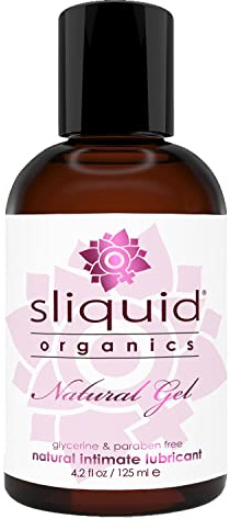 Sliquid Organics Water-Based Lube - Aloe Vera Leaf Infused with Organic Oils & Botanicals, Natural Lubricating Gel for Women/Men/Couples, Unscented, 4.2 Fl Oz