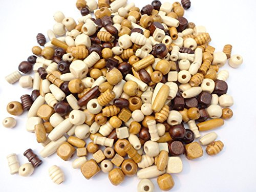 100 Or 200 - Wooden Mixed Size & Shape Wood Beads Craft Jewellery Dolls Hair Braiding - Pack Size: 200 Beads