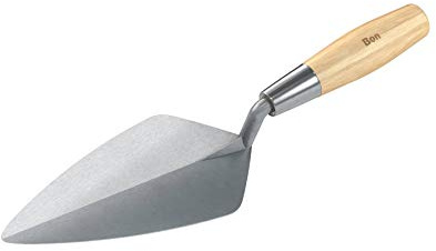 Bon 72-212 Brick Trowel - Carbon Steel Narrow London 9-inch Wood Handle - For Brick, Block and Stone Masonry Construction