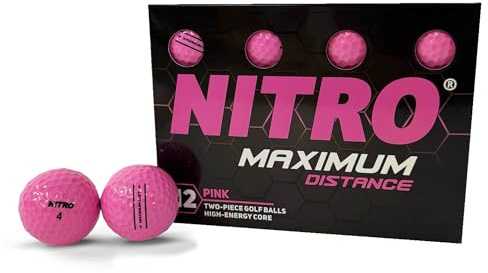 Nitro Maximum Distance Golf Balls- 12 Pack- Bright Pink- USGA Approved