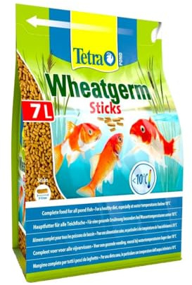 Tetra Pond Wheatgerm Sticks – fiber rikt fiskfoder för alla dammfiskar, särskilt lämplig för kalla vattentemperaturer i dammen (vår/höst), 7 l påsar