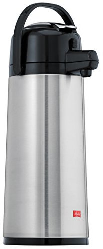 Melitta Pump-Isolierkanne, 2,2 l, ca. 18 Tassen, Edelstahlkolben, Edelstahl, Silber/Schwarz