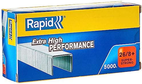 Rapid - Agrafes 26/8 Solides, Capacité 50 Feuilles, Acier Galvanisé, Boîte de 5000 Agrafes, SuperStrong Agrafes, 24862200