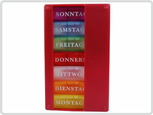 Wochen Medikamentendosierer 7 Tage in der Farben: weiß, blau oder rot - Pillendose Tablettendose (rot)