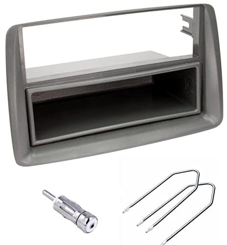 Sound Way Kit Montaggio Autoradio, Mascherina 1 DIN con Cassetto, Adattatore Antenna, Chiavi di Smontaggio, Compatibile con Fiat Panda 2002-2012
