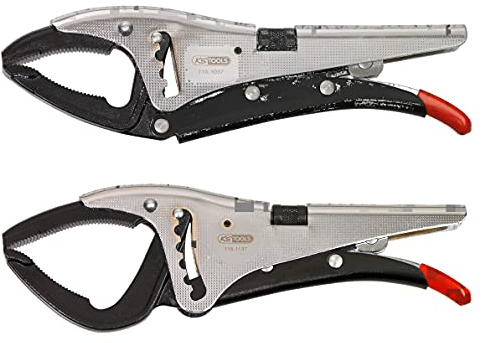 KS TOOLS 115.1138 - Lot de 2 Pinces Étaux - Pince Étau à Becs Extra-Longs + Pince Étau à Crémaillère
