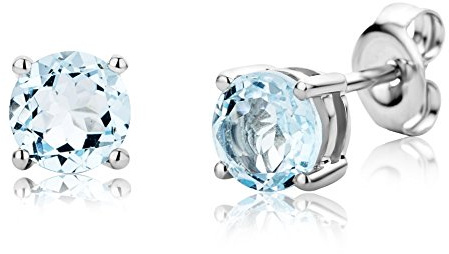 Miore Ohrringe Damen Weißgold 9 Karat / 375 Gold Ohrstecker Blauer Topas