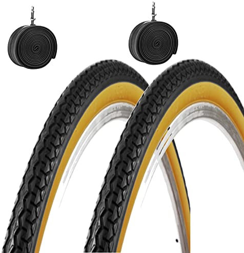 Deestone EBA26PXD 2 COPERTONI 26 X 1 3/8 (37-590) + CAMERE d'Aria Pneumatici Nero para per Bici Bicicletta Olanda