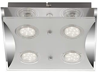 BRILONER LED Deckenleuchte, Deckenlampe, Deckenstrahler, Spots, Wohnzimmer, Deckenbeleuchtung, Deckenleuchte Schlafzimmer-Kinderzimmer, Wohnzimmerleuchte, 4xLED, GU10, 3 W, 250 Lumen, eckig, chrom
