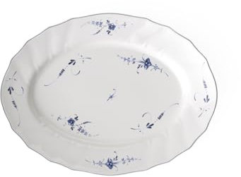 Villeroy & Boch Vieux Luxembourg Fuente Ovalada, 36 cm, Porcelana Premium, Blanco/Azul