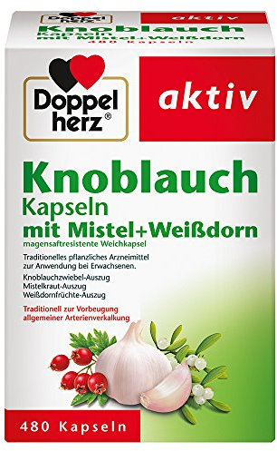 Doppelherz Knoblauch Kapseln mit Mistel + Weißdorn – Zur Vorbeugung allgemeiner Arterienverkalkung – 1 x 480 Kapseln