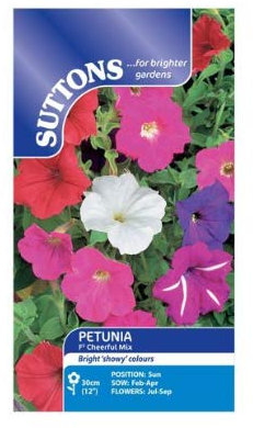 Suttons Seeds 127512 Petunia F2 Cheerful Mix Seed