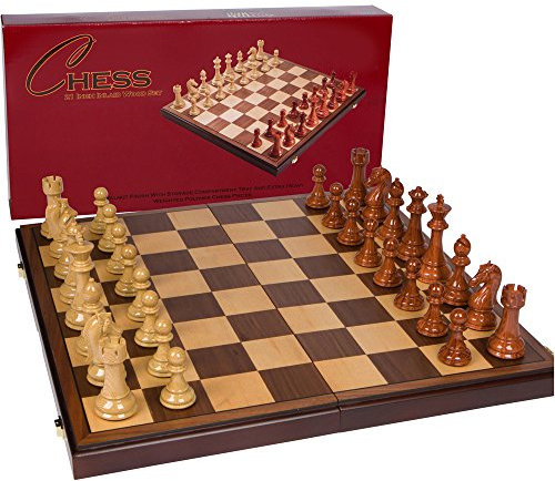 Abigail Chess Inlaid Wood Folding Board Game with Pieces - 21 Inch Set