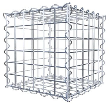 GABIONA Robustas cestas de alambre para piedras para diseño individual de jardín. Cestas rellenables de piedras de 5 x 5 cm. Cestas de 4 mm. Cestas de malla galvanizadas de 30 x 30 x 30 cm.