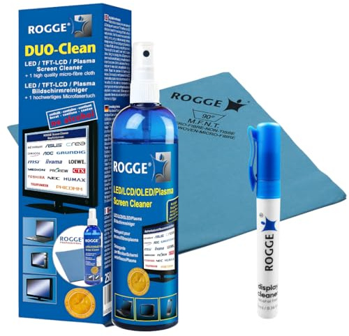 ROGGE DUO-Clean Screen Cleaner 250ml + 1 Microfasertuch 38x40cm + 10ml Spray Pen