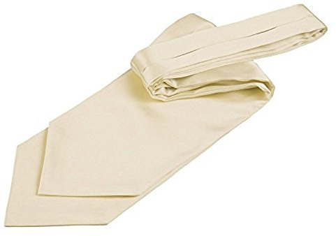 DQT Herren Einfarbig Satin Hochzeit Ascot Krawattenschal mit Pin Champagner