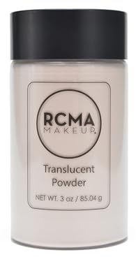 RCMA Makeup Polvo Fijador Traslúcido, Polvo Fijador Maquillaje de Cara, Botella de 3 oz con tapón mezclador