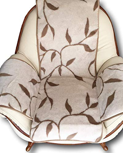 Alpenwolle Sesselschoner Zweige beige, mit Seitentaschen, Überwurf, mit Kaschmirwolle