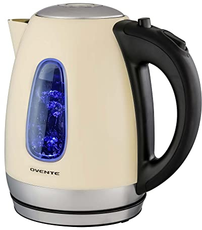 OVENTE 1.7L Stainless Steel Electric Kettle for Tea or Coffee, Beige KS96BG