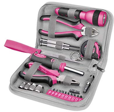 Extol Lady Frauen Werkzeugkoffer klein 23-tlg. in Rosa I Werkzeug-Set Haushalt I Tool-Set mit Taschenlampe, Kombinationszange u.v.m. I 0,9 kg leichtes Werkzeugset Haushalt I Werkzeug Pink