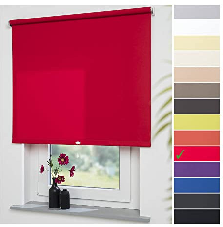 Liedeco® Rollo, Spring-, Schnapprollo / 62 x 180 cm (Breite x Höhe), dunkelrot/lichtdurchlässig, Blickdicht/viele Farben, Größen und Typen/Breiten 60-200 cm/Variable Montage möglich