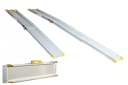 Alurampe Rollstuhl Aluminium Rampe Klappbar Längenverschiebbar Rollstuhlrampe Klapprampe Teleskoprampe 2,43 m Alu