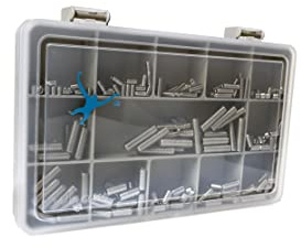 Set of 270 Assorted Grub/Worm Screws, Plain Cup Point -DIN 916- M3, M4 and M5, A2-70 (304 Grade) Stainless-Steel: Sturdy Re-Cycled Compartment Box