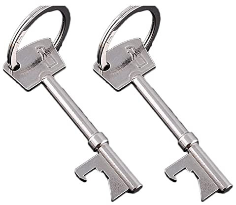 RK Gifts Bottle Opener Keyring Beer Bar Novelty Gift in Solid Black or Silver (Silver (2 Pack))