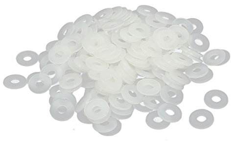 sourcing map 200 Stück Flachpolster Isolierscheiben M4 x 10mm x 1mm Nylon | Unterlegscheiben Dichtungen Befestigungselement