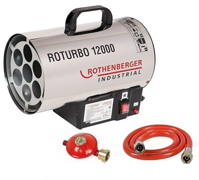 Rothenberger Industrial Gas – Heiz – Kanone/Gebläse RoTurbo 12000 inkl. Piezo-Zündung, Schlauch und Regler, 13,3 kW, 1500000050