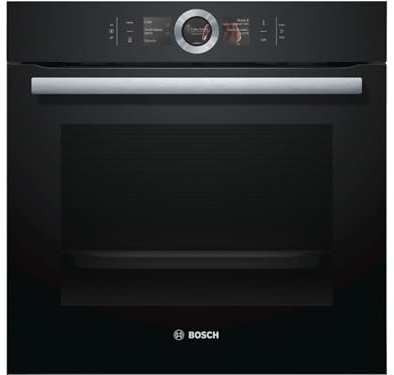Bosch HBG676EB6 Serie 8 Smarter Einbau-Backofen, 60 x 60cm, Made in Germany, Pyrolyse Selbstreinigung, Bosch Assist Backeinstellung auf Knopfdruck, PerfectBake Backsensor, PerfectRoast Bratthermometer