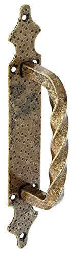 Amig - Poignée de Porte en Acier avec Plaque en Cuir | Style Rustique | Installation Facile | Convient pour Portes et Portails | Charnière Décorative | Verrou Fer Forgé, Cuir, 28x4.5 cm, Acier Alliage