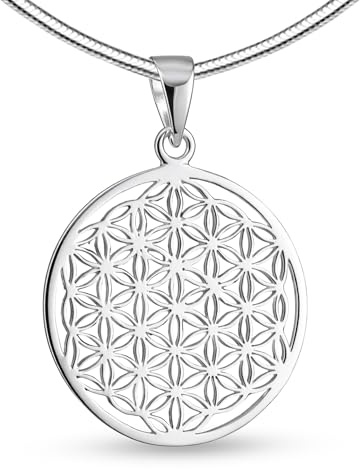 Vinani Lebensblume Anhänger mit Schlangenkette 925 Sterling Silber ALB-S | Lebensblume Anhänger aus 925 Sterling Silber mit Schlangenkette aus Italien, nickelfrei, glänzend.