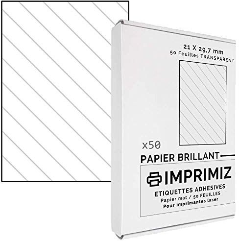 Transparent självhäftande folie – 50 stycken, 210 x 297 mm – transparent, glänsande – för laserskrivare – 50 stycken, A4, självhäftande