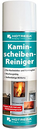 HOTREGA Kaminscheibenreiniger 300ml | Selbsttägiger Kaminglasreiniger | Löst Ruß, Rauchharz & Fett selbsttätig und rückstandsfrei