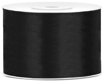 PartyDeco Satinband schwarz, 50 mm, 25 m