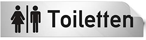 Türschilder24 Folienschild Türschild • Toiletten • PVC Hinweisschild • 160 x 40 mm Silber • selbstklebend • Kratzfester Druck • UV Beständig