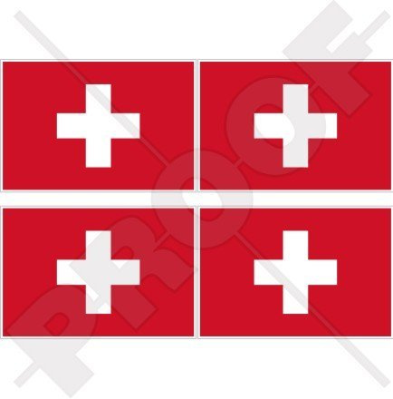 Schweiz Swiss Flagge Suisse, Schweiz 5,1 cm (50 mm) Vinyl bumper-helmet Sticker, Aufkleber X4