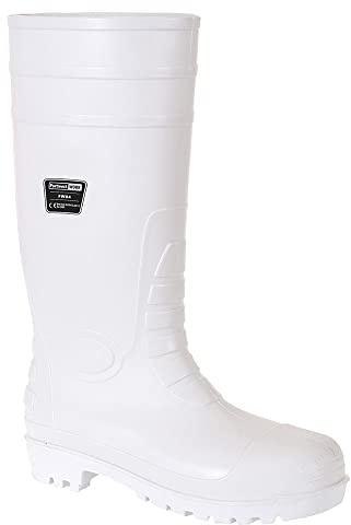 Portwest Bota Wellinton Safety Food S4, Tamaño: 43, Color: Blanco, FW84WHR43