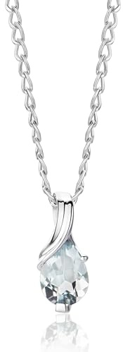 MIORE Halskette Damen, 9 Karat 375 Gelbgold und 18K vergoldetes 925 Silber, Smaragd/Rubin/Topas/Saphir/Aquamarin Tropfen-Anhänger, Made in Italy, Panzerkette 45cm, Schmuck Damen, mit Schmuckbox