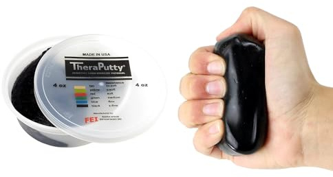 CanDo Antimikrobielle TheraPutty Handtrainingsmasse – X-Fester Widerstand (Schwarz, 113 g) | Griffkrafttrainer für Physiotherapie & Ergotherapie