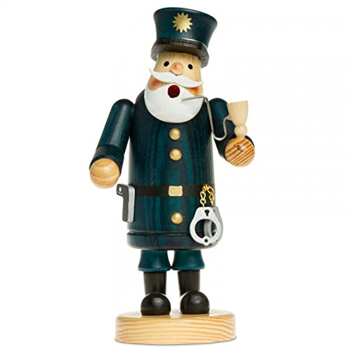 SIKORA RM-A Räuchermännchen aus Holz 3 Größen Verschiedene Motive, Farbe/Modell:A14 blau - Polizist, Höhe in cm:Höhe ca. 15 cm