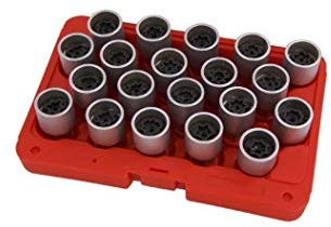 Neilsen CT4152-21pc Locking Wheel Nut Key Set | Compatible with Audi | Equivalent to OEM T40073 801-820 | Use with 17mm Alloy Wheel Nut Socket