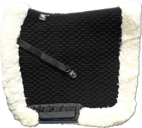 Engel Reitsport Lammfell Schabracke Stoff schwarz Fell pink rosa (Schabra 3 mit Fellrand komplett) farbenfroh: mit 12 Lammfell Farben kombinierbar! Vielseitigkeit/Springen (VSS)