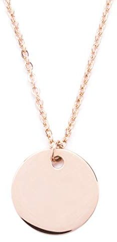 Happiness Boutique Damen Kette mit Plättchen in Rosegold | Zarte Kette Runder Kreis Anhänger Minimalist Halskette Schmuck mit Rosegold Überzogen