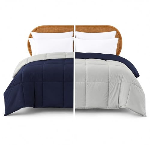 Modern Threads Down Alternative Reversible Comforter Navy/Silver Twin