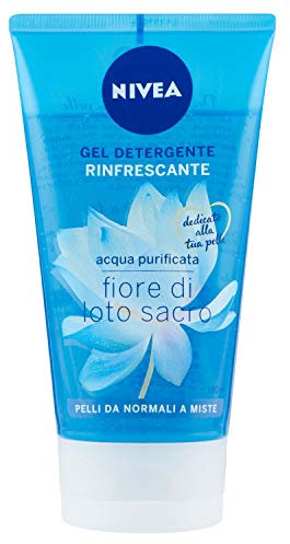 NIVEA Gel Detergente Viso Rinfrescante 150ml, Detergente viso con acqua purificata e fiore di loto, Detergente viso pelle sensibile che rispetta la naturale idratazione della pelle